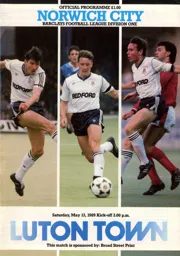 Programme: Luton Town FC vs Norwich City (13th May 1989)