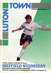 Programme: Luton Town FC vs Sheffield Wednesday (22nd Aug 1989)
