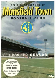Programme: Mansfield Town vs Luton Town FC (19th Sep 1989)