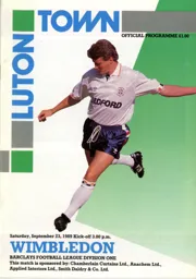 Programme: Luton Town FC vs Wimbledon (23rd Sep 1989)