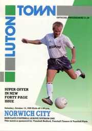 Programme: Luton Town FC vs Norwich City (21st Oct 1989)