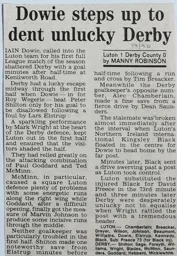 Match Report: Luton Town FC vs Derby County (4th Nov 1989)