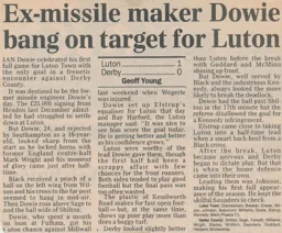 Match Report: Luton Town FC vs Derby County (4th Nov 1989)