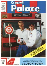 Programme: Crystal Palace vs Luton Town FC (11th Nov 1989)