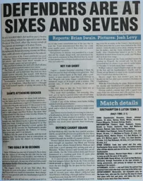 Match Report: Southampton vs Luton Town FC (25th Nov 1989)