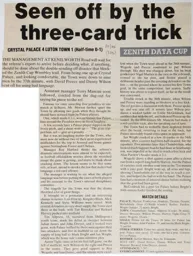 Match Report: Crystal Palace vs Luton Town FC (27th Nov 1989)