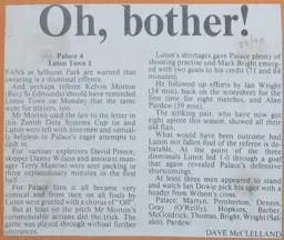 Match Report: Crystal Palace vs Luton Town FC (27th Nov 1989)