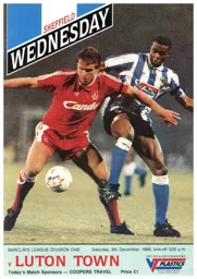 Programme: Sheffield Wednesday vs Luton Town FC (9th Dec 1989)