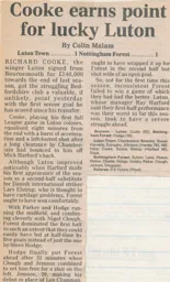 Match Report: Luton Town FC vs Nottingham Forest (26th Dec 1989)