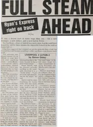 Match Report: Liverpool vs Luton Town FC (13th Jan 1990)