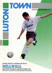 Programme: Luton Town FC vs Millwall (24th Mar 1990)