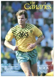Programme: Norwich City vs Luton Town FC (31st Mar 1990)