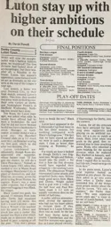 Match Report: Derby County vs Luton Town FC (5th May 1990)
