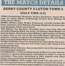 Match Report: Derby County vs Luton Town FC (5th May 1990)