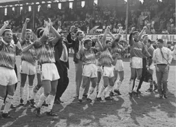 The team thanking the massive travelling support