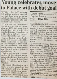 Match Report: Luton Town FC vs Crystal Palace (25th Aug 1990)