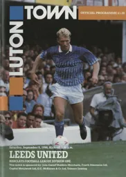 Programme: Luton Town FC vs Leeds United (8th Sep 1990)