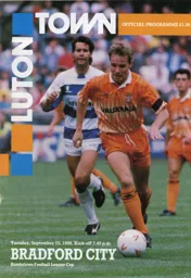 Programme: Luton Town FC vs Bradford City (25th Sep 1990)