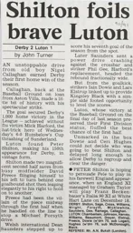 Match Report: Derby County vs Luton Town FC (3rd Nov 1990)