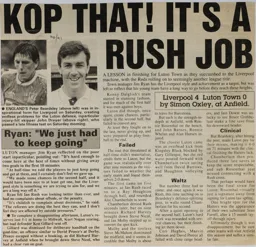 Match Report: Liverpool vs Luton Town FC (10th Nov 1990)