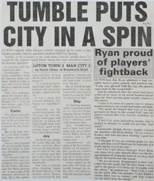 Match Report: Luton Town FC vs Manchester City (17th Nov 1990)