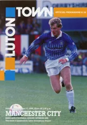 Programme: Luton Town FC vs Manchester City (17th Nov 1990)