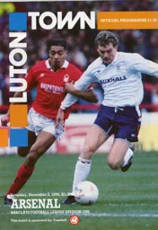 Programme: Luton Town FC vs Arsenal (8th Dec 1990)