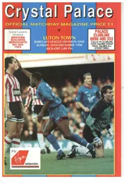 Programme: Crystal Palace vs Luton Town FC (16th Dec 1990)