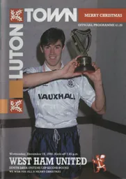 Programme: Luton Town FC vs West Ham United (19th Dec 1990)