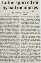 Match Report: Luton Town FC vs Chelsea (29th Dec 1990)