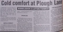 Match Report: Wimbledon vs Luton Town FC (1st Jan 1991)