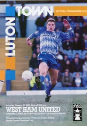 Programme: Luton Town FC vs West Ham United (26th Jan 1991)