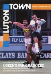 Programme: Luton Town FC vs Queens Park Rangers (2nd Feb 1991)