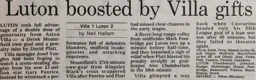 Match Report: Aston Villa vs Luton Town FC (9th Mar 1991)