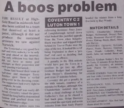 Match Report: Coventry City vs Luton Town FC (13th Mar 1991)