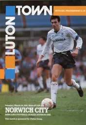 Programme: Luton Town FC vs Norwich City (16th Mar 1991)