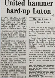 Match Report: Manchester United vs Luton Town FC (23rd Mar 1991)