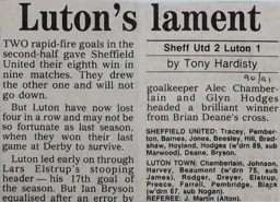 Match Report: Sheffield United vs Luton Town FC (30th Mar 1991)