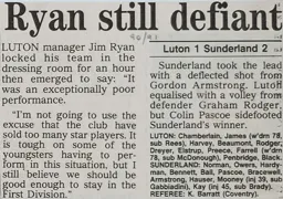 Match Report: Luton Town FC vs Sunderland (20th Apr 1991)