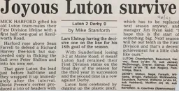 Match Report: Luton Town FC vs Derby County (11th May 1991)