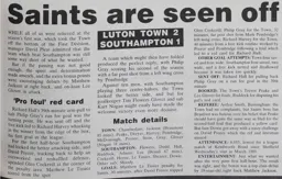 Match Report: Luton Town FC vs Southampton (4th Sep 1991)
