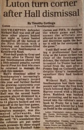 Match Report: Luton Town FC vs Southampton (4th Sep 1991)