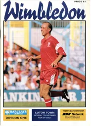 Programme: Wimbledon vs Luton Town FC (7th Sep 1991)