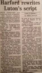 Match Report: Luton Town FC vs Oldham Athletic (14th Sep 1991)