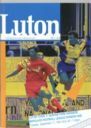 Programme: Luton Town FC vs Queens Park Rangers (17th Sep 1991)