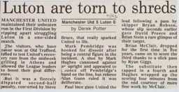 Match Report: Manchester United vs Luton Town FC (21st Sep 1991)
