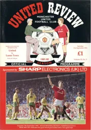Programme: Manchester United vs Luton Town FC (21st Sep 1991)