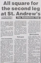 Match Report: Luton Town FC vs Birmingham City (25th Sep 1991)