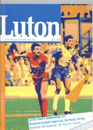 Programme: Luton Town FC vs Birmingham City (25th Sep 1991)