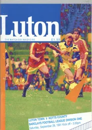 Programme: Luton Town FC vs Notts County (28th Sep 1991)